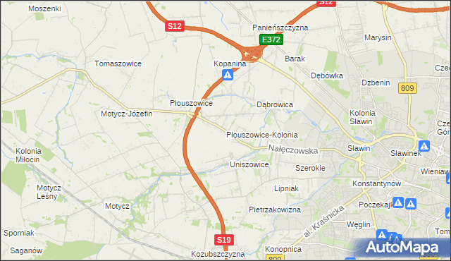 mapa Płouszowice-Kolonia, Płouszowice-Kolonia na mapie Targeo