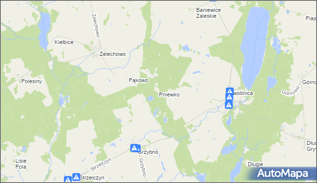 mapa Pniewko gmina Chojna, Pniewko gmina Chojna na mapie Targeo