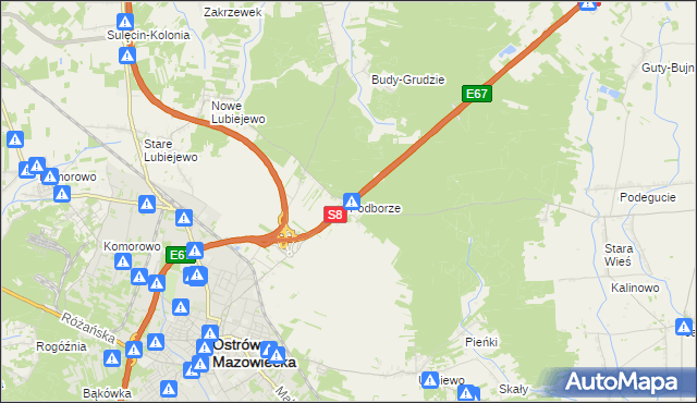 mapa Podborze gmina Ostrów Mazowiecka, Podborze gmina Ostrów Mazowiecka na mapie Targeo