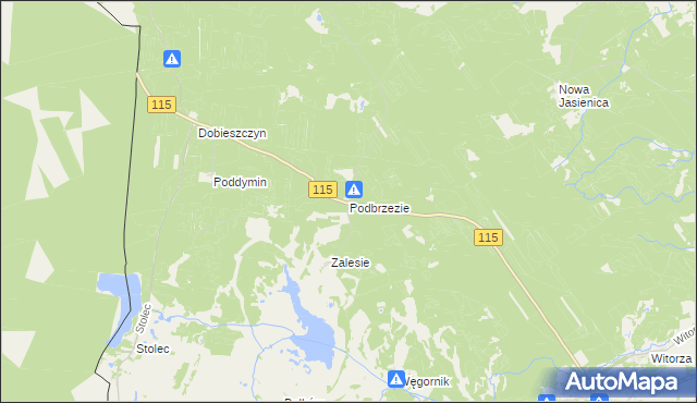 mapa Podbrzezie gmina Police, Podbrzezie gmina Police na mapie Targeo