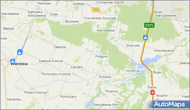 mapa Podgórki gmina Wierzbica, Podgórki gmina Wierzbica na mapie Targeo