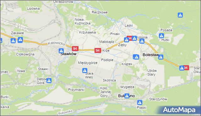 mapa Podlipie gmina Bolesław, Podlipie gmina Bolesław na mapie Targeo