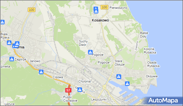 mapa Pogórze gmina Kosakowo, Pogórze gmina Kosakowo na mapie Targeo