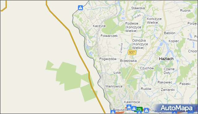 mapa Pogwizdów gmina Hażlach, Pogwizdów gmina Hażlach na mapie Targeo