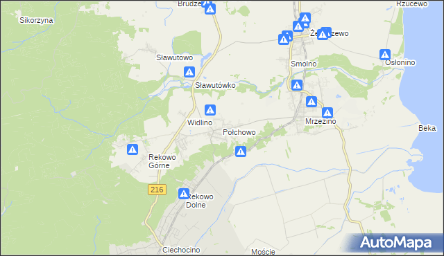 mapa Połchowo gmina Puck, Połchowo gmina Puck na mapie Targeo