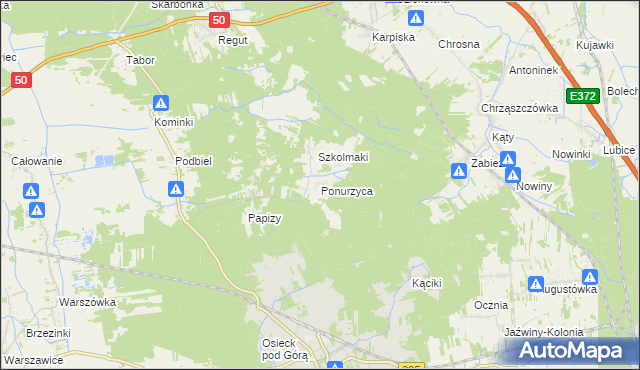 mapa Ponurzyca, Ponurzyca na mapie Targeo