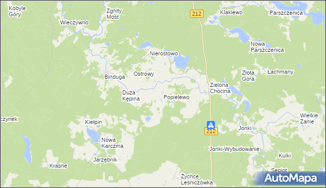 mapa Popielewo gmina Konarzyny, Popielewo gmina Konarzyny na mapie Targeo