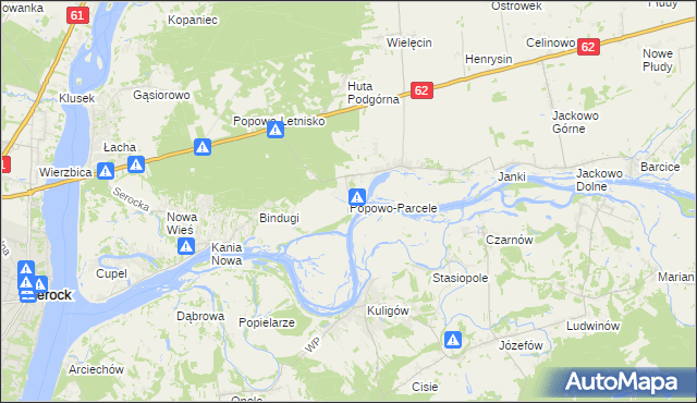 mapa Popowo-Parcele, Popowo-Parcele na mapie Targeo