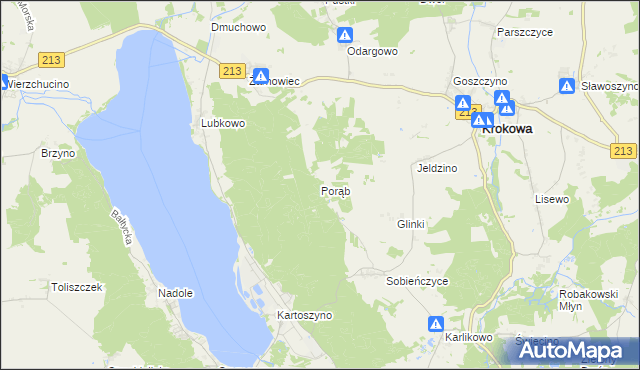 mapa Porąb gmina Krokowa, Porąb gmina Krokowa na mapie Targeo