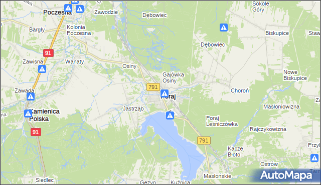 mapa Poraj powiat myszkowski, Poraj powiat myszkowski na mapie Targeo