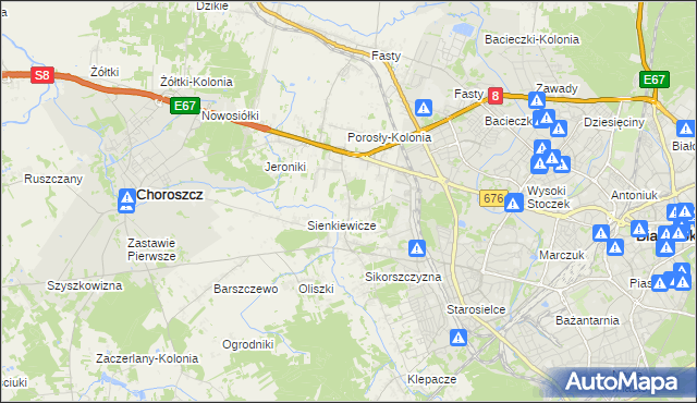 mapa Porosły, Porosły na mapie Targeo