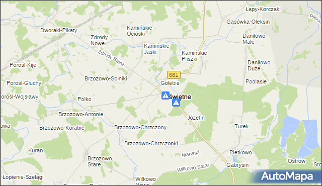 mapa Poświętne powiat białostocki, Poświętne powiat białostocki na mapie Targeo