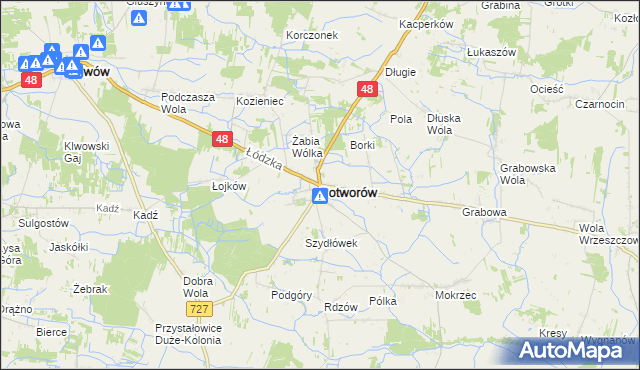 mapa Potworów powiat przysuski, Potworów powiat przysuski na mapie Targeo