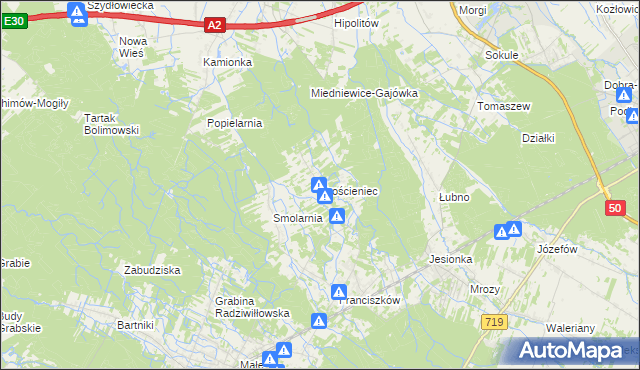 mapa Prościeniec, Prościeniec na mapie Targeo