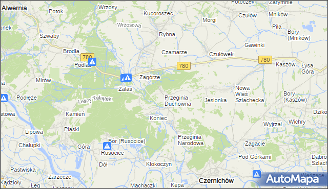 mapa Przeginia Duchowna, Przeginia Duchowna na mapie Targeo