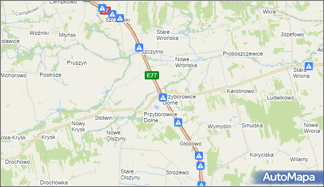 mapa Przyborowice Górne, Przyborowice Górne na mapie Targeo