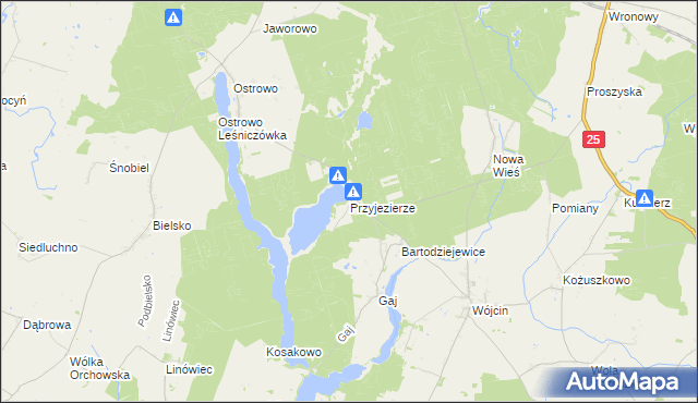 mapa Przyjezierze gmina Jeziora Wielkie, Przyjezierze gmina Jeziora Wielkie na mapie Targeo