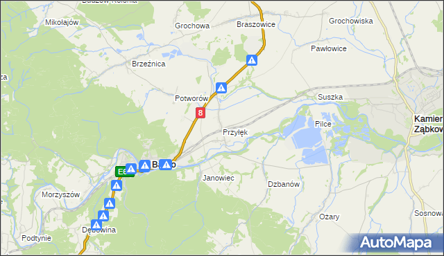 mapa Przyłęk gmina Bardo, Przyłęk gmina Bardo na mapie Targeo