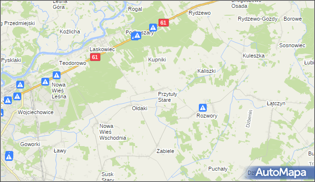 mapa Przytuły Stare, Przytuły Stare na mapie Targeo