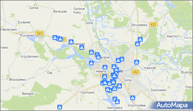 mapa Psarskie gmina Śrem, Psarskie gmina Śrem na mapie Targeo