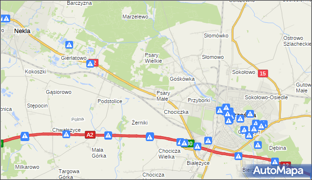 mapa Psary Małe gmina Września, Psary Małe gmina Września na mapie Targeo