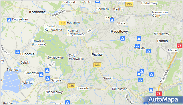 mapa Pszów, Pszów na mapie Targeo