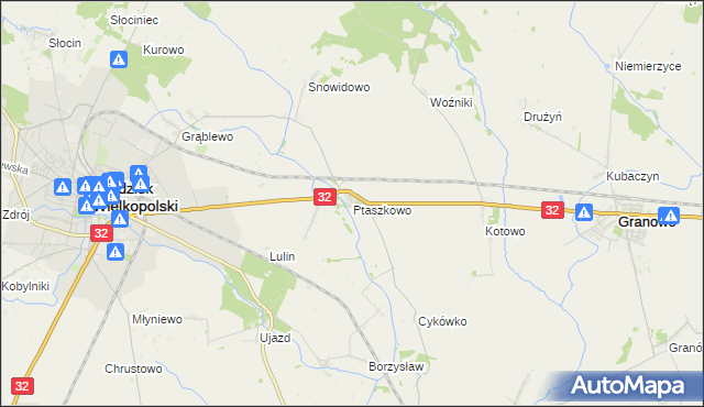 mapa Ptaszkowo, Ptaszkowo na mapie Targeo