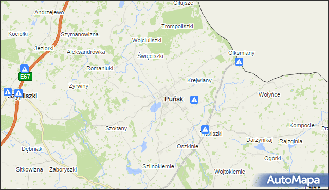 mapa Puńsk, Puńsk na mapie Targeo