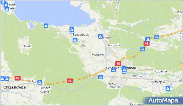 mapa Pustków gmina Ozimek, Pustków gmina Ozimek na mapie Targeo
