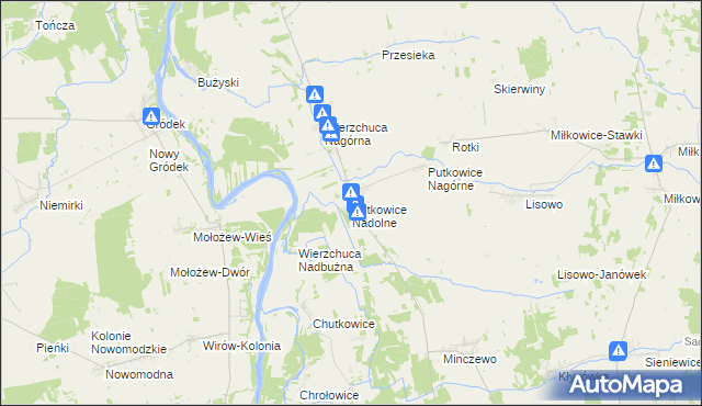 mapa Putkowice Nadolne, Putkowice Nadolne na mapie Targeo