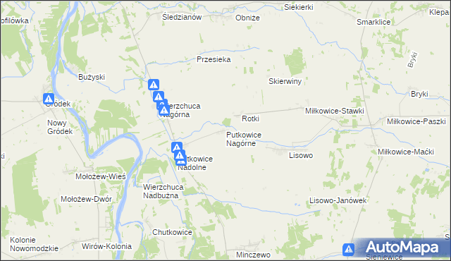 mapa Putkowice Nagórne, Putkowice Nagórne na mapie Targeo
