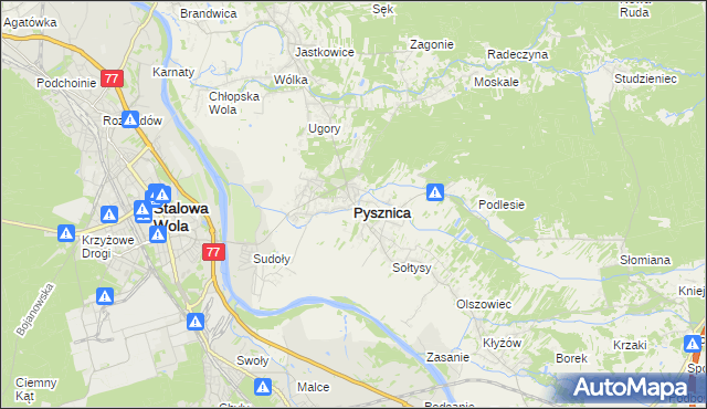 mapa Pysznica, Pysznica na mapie Targeo