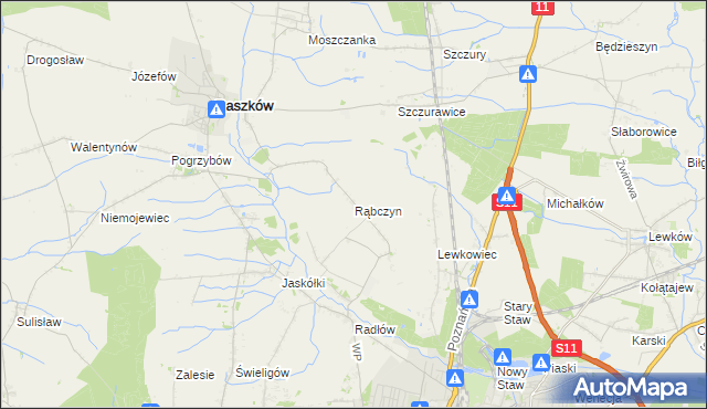 mapa Rąbczyn gmina Raszków, Rąbczyn gmina Raszków na mapie Targeo