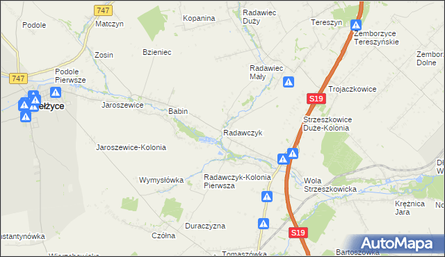 mapa Radawczyk gmina Niedrzwica Duża, Radawczyk gmina Niedrzwica Duża na mapie Targeo