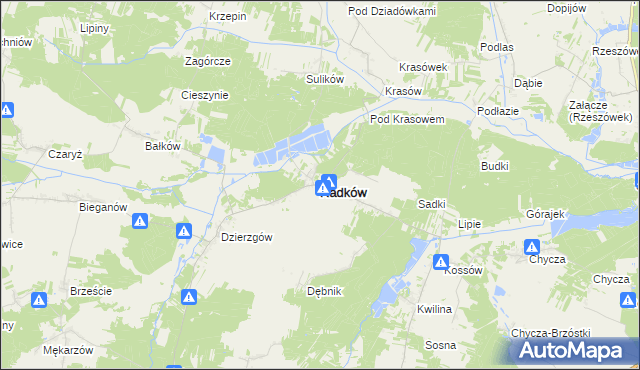 mapa Radków powiat włoszczowski, Radków powiat włoszczowski na mapie Targeo