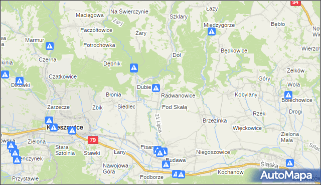 mapa Radwanowice, Radwanowice na mapie Targeo