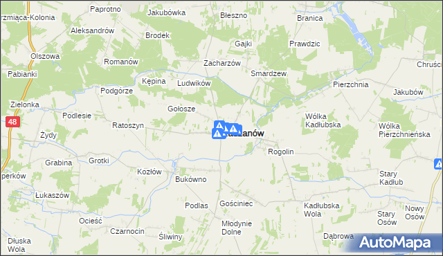 mapa Radzanów powiat białobrzeski, Radzanów powiat białobrzeski na mapie Targeo