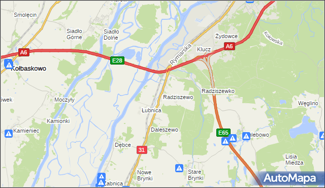 mapa Radziszewo gmina Gryfino, Radziszewo gmina Gryfino na mapie Targeo