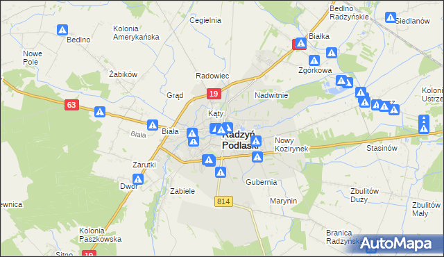 mapa Radzyń Podlaski, Radzyń Podlaski na mapie Targeo