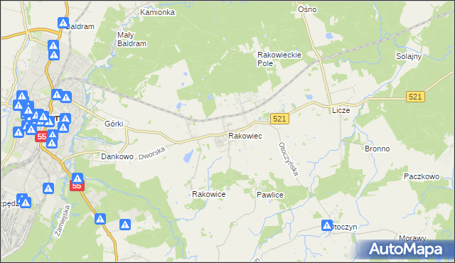 mapa Rakowiec gmina Kwidzyn, Rakowiec gmina Kwidzyn na mapie Targeo