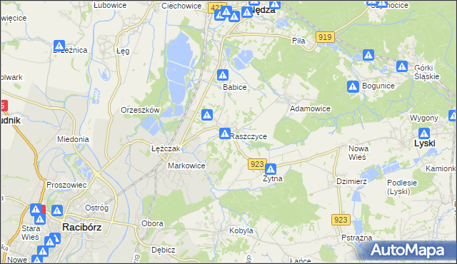 mapa Raszczyce, Raszczyce na mapie Targeo
