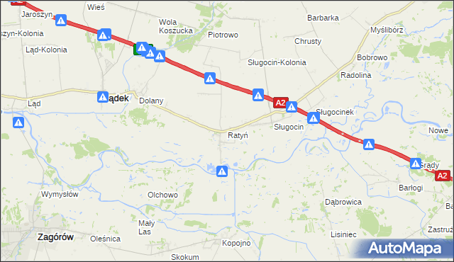 mapa Ratyń gmina Lądek, Ratyń gmina Lądek na mapie Targeo