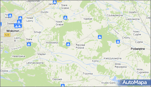 mapa Ręczaje Polskie, Ręczaje Polskie na mapie Targeo