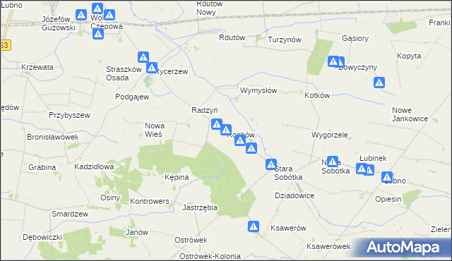 mapa Rochów gmina Grabów, Rochów gmina Grabów na mapie Targeo