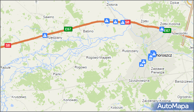mapa Rogówek gmina Choroszcz, Rogówek gmina Choroszcz na mapie Targeo