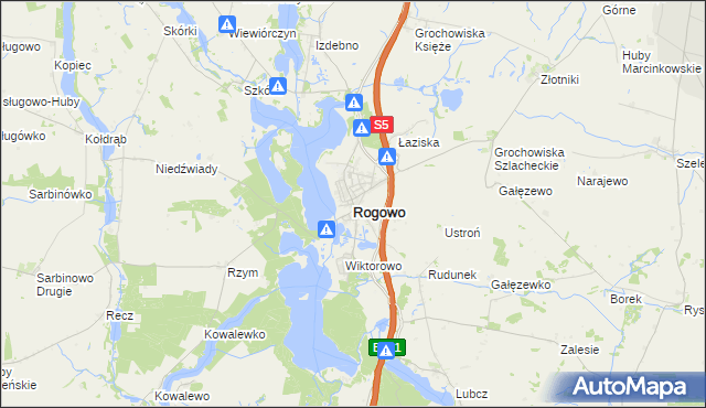 mapa Rogowo powiat żniński, Rogowo powiat żniński na mapie Targeo