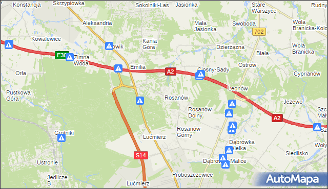 mapa Rosanów, Rosanów na mapie Targeo