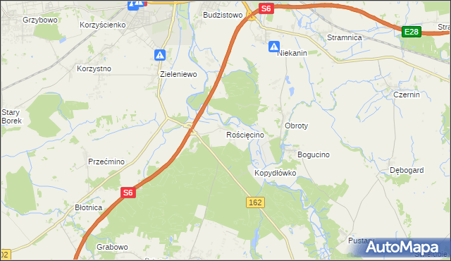 mapa Rościęcino, Rościęcino na mapie Targeo