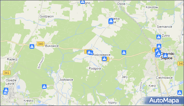 mapa Rościsławice, Rościsławice na mapie Targeo