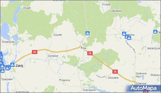mapa Rów gmina Myślibórz, Rów gmina Myślibórz na mapie Targeo